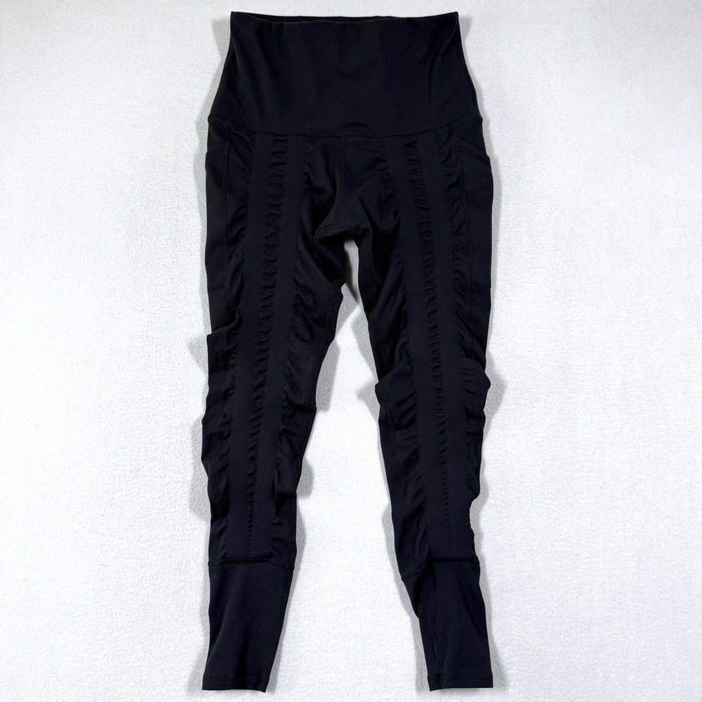 Sweetflexx Resistance Band Leggings Womens 6 Black Ruched Athletic Gym Training